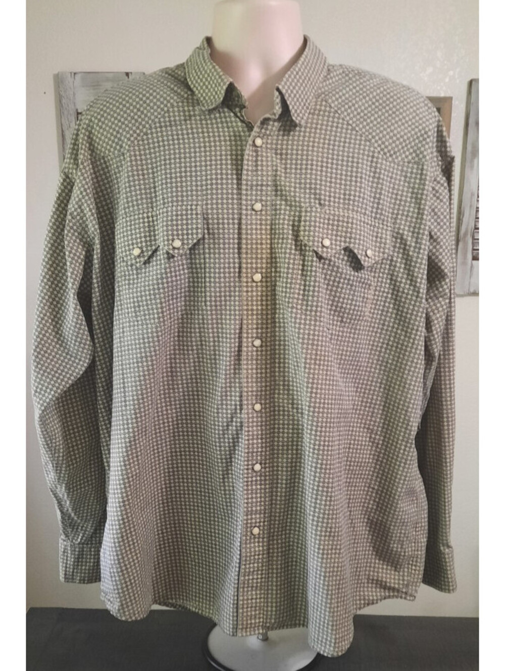 RESISTOL Mens Long Sleeve Western Shirt XL Tan Black Pearl Snaps Gray Marbling